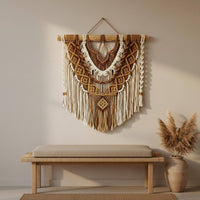 Macrame Wall Hanging Handmade Bohemian Wall Decorative Supplies Woven Tassel Tapestry for Living Room, Bedroom, Nursery