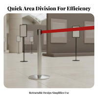 Retractable Belt Stanchion Sturdy Steel Construction Retractable Belt Barrier Stable Base Gallery Barrier Post for Cultural Institutions