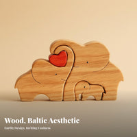 Wooden Animal Family Connection Piece Maternal Appreciation Day Gift Family Statue Home Decoration for Mom, Parents