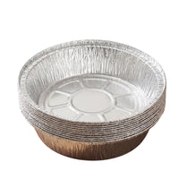50 Pieces Aluminum Foil Pan Recyclable Round Foil Pan Crimped for Meal Preppers