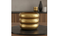 Gold-Toned Ribbed Planter Minimalist Barrel Planter Decorative Metal Flower Vessel Stylish for Florists
