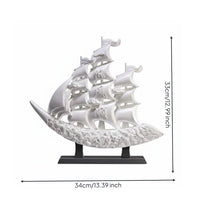 Housewarming Gift Effortless Sailing Boat Statue Light Luxury Design Feng Shui Wealth Ship Good Luck Charm Sailboat Sculpture Intricate Carvings for Office, Living Room, Entryway