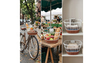 Woven Wire Basket with Rattan Base Sturdy Bike Basket with Mounting Bracket Portable Adjustable for Grocery Runs
