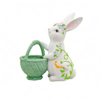 Hare Flowerpot Ornament Floral Details Hare Planter Woven Texture Bunny Plant Pot for Balcony, Outdoor Display