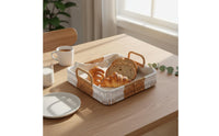 Square Wicker Basket Nordic Style Woven Tray Basket Portable Household Storage