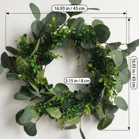 Handmade Eucalyptus Wreath, Vintage Spring Door Wreath for Front Door, Artificial Green Home Decor
