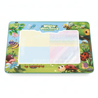 Messmessless Water Drawing Mat with Pens Lightweight Water Doodle Mat with Stamps Wipe-Clean Learning Toy Outdoor for Toddlers, Floor Play