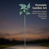 Large Rotating Wind Spinner for Outdoor Garden, Metal Windmill Sculpture Ornament for Lawn Decoration, Industrial Style Yard Art