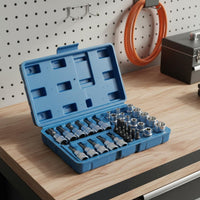 34 Pieces E-Style Socket Set Easy to Organize Standard Socket Bit Set Organized Storage Case Hand Tool for Mechanics, DIY Users, Garage, Workshop