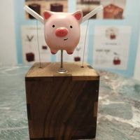 Wooden Carved Pig Figurine Desk Decor Stress Relief Gift