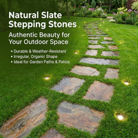 Irregular Stepping Stones Garden, Multi-Color Stone Slabs for Garden Pathways, Weather Resistant Outdoor Paving, Slip Resistant Lawn Stepping Stones