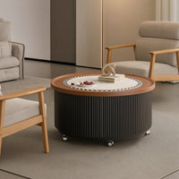 Round Coffee Table with Storage Ready to Use Round Storage Coffee Table Fully Assembled Furniture for Apartment Dwellers, Living Room, Small Areas