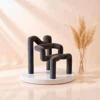 Sculptural Resin Sofa Ornament Freestanding Velvet-Textured Chair Ornament for Entryway