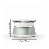 Wireless Drinking Fountain with Glass Tray Translucent Glass Pet Fountain Sleek-Profile Pet Waterer Ultra-Quiet for Home