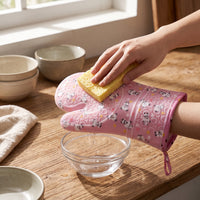 Heat Resistant Oven Mitt with Silicone Grip for Baking and Grilling