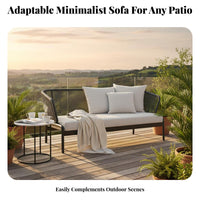 Weather Resistant Woven Rope Patio Set Rust-Proof Frame Woven Rope Back Loveseat High-Density Cushion Outdoor Furniture Waterproof Material for Hospitality Businesses, Business Owners, Terrace, Balcony, Backyard, Porch