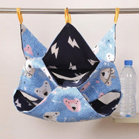 Three-Layer Hammock Small Exotic Pet Cage Hammock, 29cm Square Canvas and Lamb Velvet Warming Bed for Sugar Glider, Chinchilla and Degu, Blue