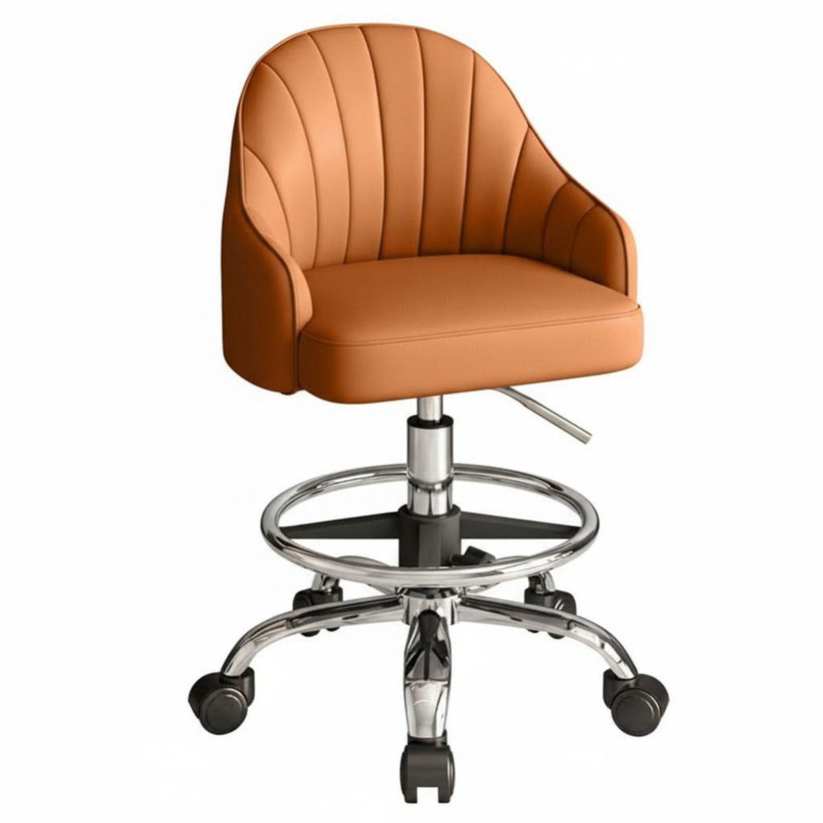 Multi-Purpose Adjustable pivot Chair with Backrest Padded Seat Rolling Stool Easy to Assemble Mobile Seating for Salon Professionals, Office Workers, Kitchen, Bar Counter, Reception Desk, Studio