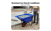 Quick Unloading Construction Wheelbarrow Thickened Basin Hauling Equipment sturdyDuty Hand Barrow Multi-Purpose for Landscapers, Gardeners, Homeowners, Farm, Outdoor tasks, Garden, Lawn Care