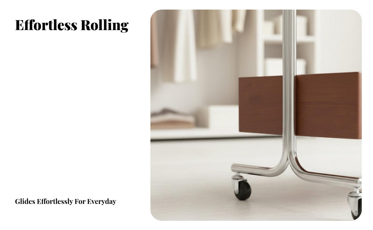 Rolling Clothes Rack with Shelf Multi-Functional Rolling Clothes Organizer Mobile Design Garment Intended for Students, Bedroom, Spacious Closet