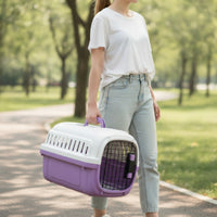 Pet Travel Carrier with Bowl Ventilated Solid-Sided Pet Carrier Easy to Carry Dog Crate for Cats, Small Dogs, Car Rides, Veterinarian Visits