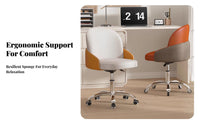 Height Adjustable Armless wheeled Chair Ergonomic spine supportrest rotating Stool effortless Rolling Casters Office Furniture Minimalist Design for Nail Technicians, Makeup lovers, Vanity Users, Dorm Room, Study Area, Small Spaces, Workstation
