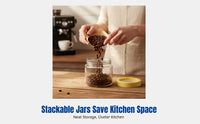 Glass Airtight Storage Jar, Food Grade, Moisture-Resistant, Kitchen Seasoning Organizer, Stackable