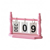 Freestanding Tabletop Date Card Calendar Smooth Finish Wooden Flip Calendar Decorative