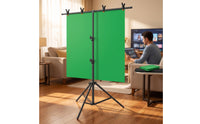 Backdrop Stand with Green Screen Adjustable Green Background Set with Stand Portable Photo Greenscreen Background for Video Filming