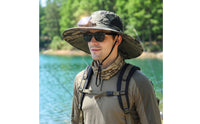 Solar Fan Hat Wide-Brim Hat with Solar Fan Lightweight for Anglers