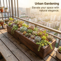 Rectangular Wooden Planter Box for Balcony Garden, Outdoor for Flowers and Long Flower for Gardeners, Hanging Pot