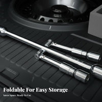 Compact Storage Folding Lug Wrench Labor Saving 4 Way Cross Wrench Long-Lasting for Roadside Emergency