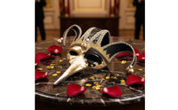 Carnivalesque Fool Face Covering Glittered Mask with Bells Elongated for Theater
