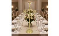 Candelabra Gold Candelabrum Candle Holder with Five Arms Metal Decor Elegant for Wedding Planners, Weddings, Banquets