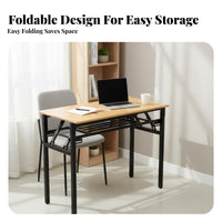 Folding Design Rectangular Collapsible Table Foldable & Portable Collapsible Laptop Table Waterproof Tabletop Multi-Use Desk Water-Resistant Top for Distant Workers, Apartment Dwellers, Training Room, Market Stall, Small Areas, Office