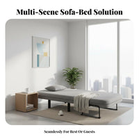 Space-Saving Ottoman Sleeper Multi-Functional Folding Bed Adjustable Backrest transformable Furniture Sturdy Metal Frame for Office Workers, Apartment Dwellers, Small compact-areas, Dorm Room, Bedroom, Hospital