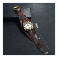 Metal Studs Studded Leather Watch Large Numerals Vintage Punk Watch Round Dial