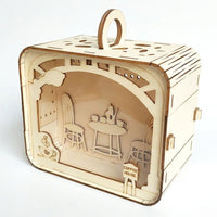 Portable Hamster Cage and Travel Hamster Carrier, Solid Wooden Hamster House with Open Top, House Shape Pet Travel for Guinea Pig Carrier Box