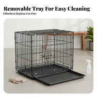 Includes Removable Tray Foldable Cat Enclosure Easy Assembly Collapsible Wire Cat Kennel Top and Front Door Entry Collapsible Pet Crate Escape-Proof Lock for Indoor, Home Use, Travel