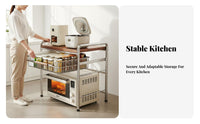 Multifunctional Wood and Steel Kitchen Rack Space Saving Microwave Oven Shelf with Drawer Rustproof Kitchen Appliance Storage Stand Sturdy & Long-Lasting for Home Cooks, Homeowners, Apartment Dwellers, Pantry, RV, Dorm Room, Office