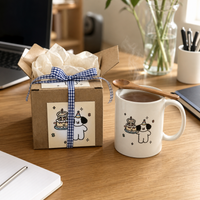 Cute Cartoon Puppy Birthday Cake Mug with Spoon, High Aesthetic Value, Home Gift for Festivals