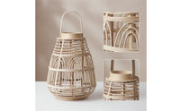 Battery-Powered Rattan Lantern Woven Lantern with Electronic Candle Tabletop Lanterns Decorative for Living Room, Bedroom