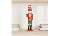 Nutcracker with Candy Cane Hand-Painted Wooden Nutcracker Festive Statue for Christmas Display, Shelf