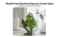 Nordic Design Selfie Frog Ornament Creative Design Toilet Frog Sculpture Glossy Finish for Collectors, Garden, Bathroom, Desktop