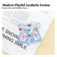 Printed Button-Front Doll Dress Short-Sleeve Collared Doll Dress Pastel Clothing Multicolor