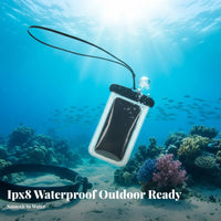 Full Tap-Sensitive Screen Functionality Waterproof Phone Pouch High Clarity Underwater Phone Case Secure Lock Seal for Swimmers, Beach