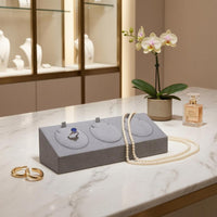 Upright Tabs Locket Stand Three-Slot Jewelry Display Stand Suede-Like Retail Fixture Rectangular