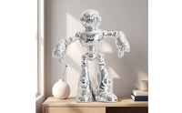 Robot Figurine Silver Robot Sculpture Futuristic for Office, Entryway, Bookshelf