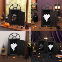 Halloween Miniature Door with Ghost Motif Spooky Miniature Dollhouse Door Arched Decorations 3D for Crafters