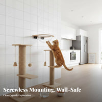 Suspended Feline Step Set Drill Installation Clamp-on Feline Step Space Saving Surface Resting Lofelineion for Renters, Apartment Dwellers